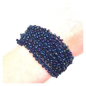 Multilayered Blue Beaded Bracelet